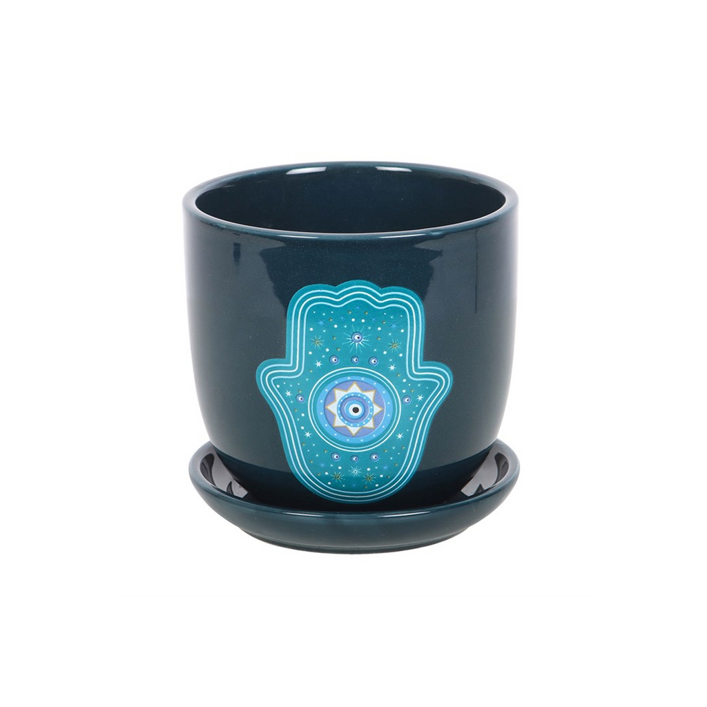 Hand of Hamsa Ceramic Plant Pot