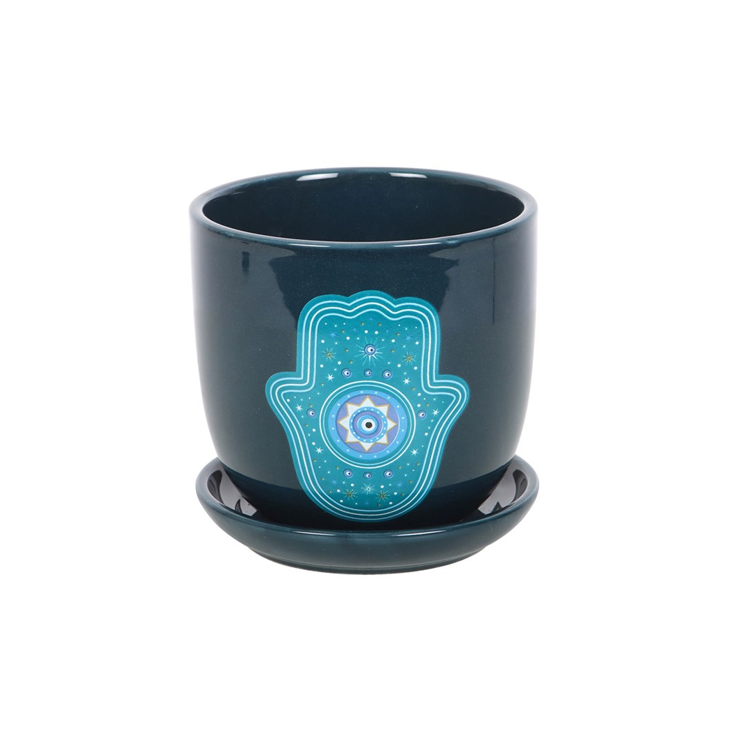 Hand of Hamsa Ceramic Plant Pot