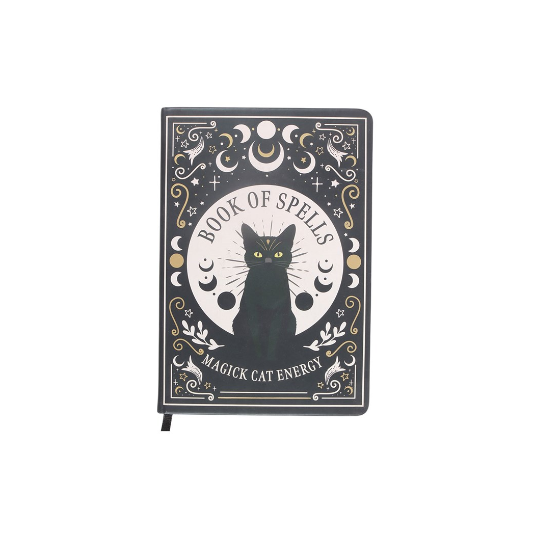 Black Cat Magick Book of Spells A5 Notebook with Pen