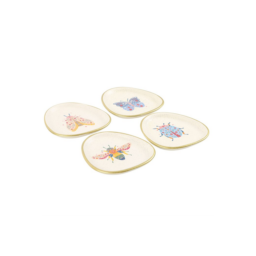 Set of 4 Floral Bug Trinket Dishes