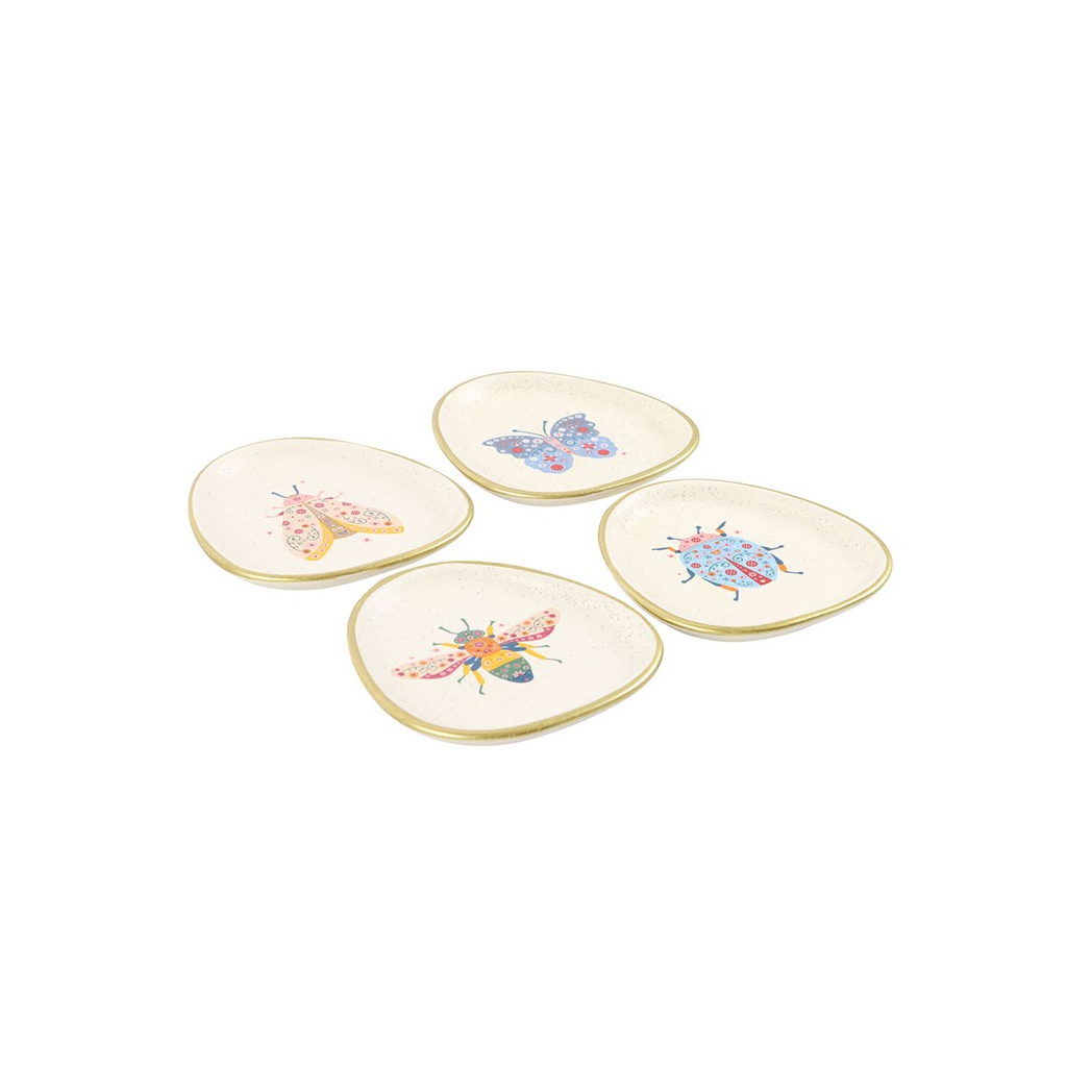 Set of 4 Floral Bug Trinket Dishes