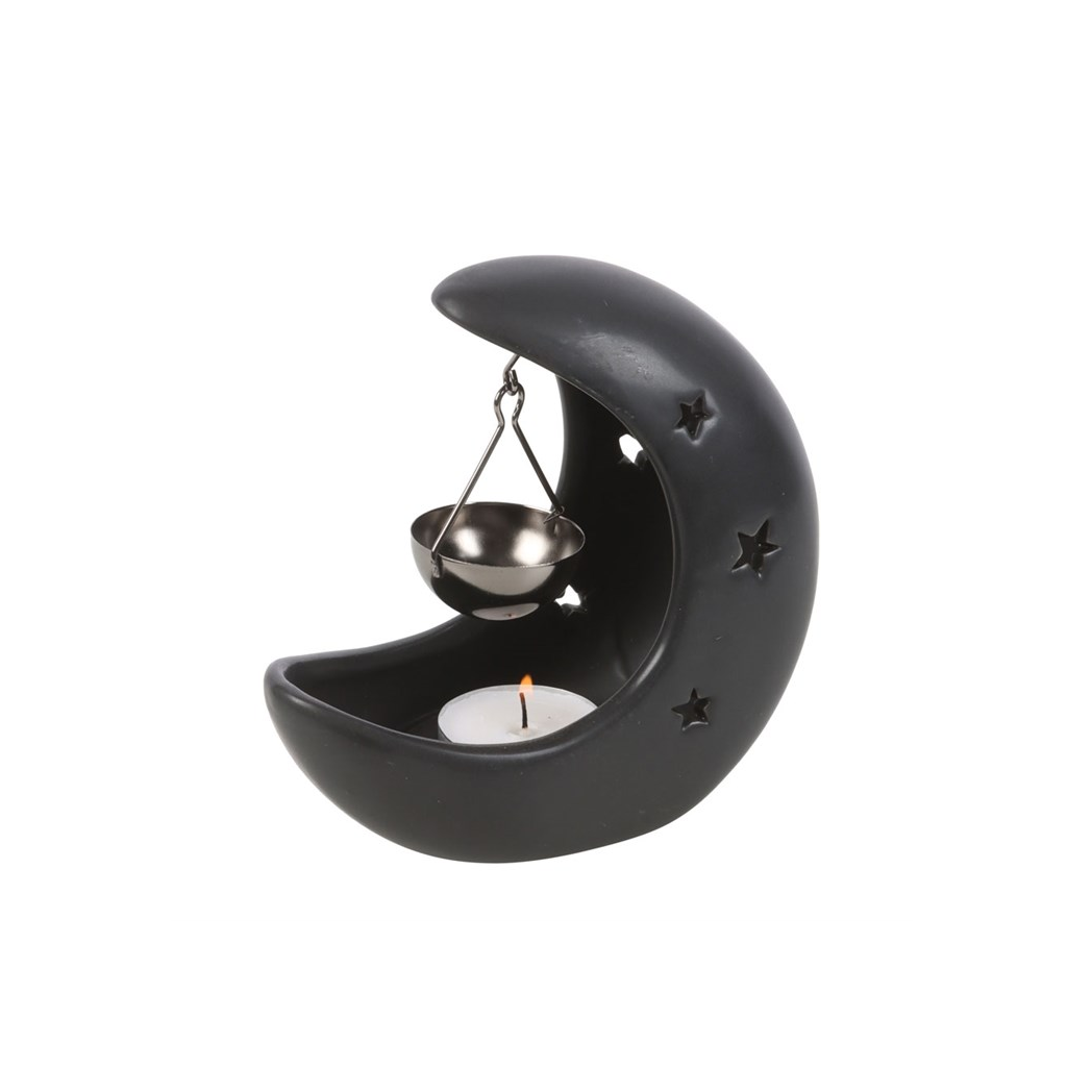 Black Crescent Moon Hanging Oil Burner