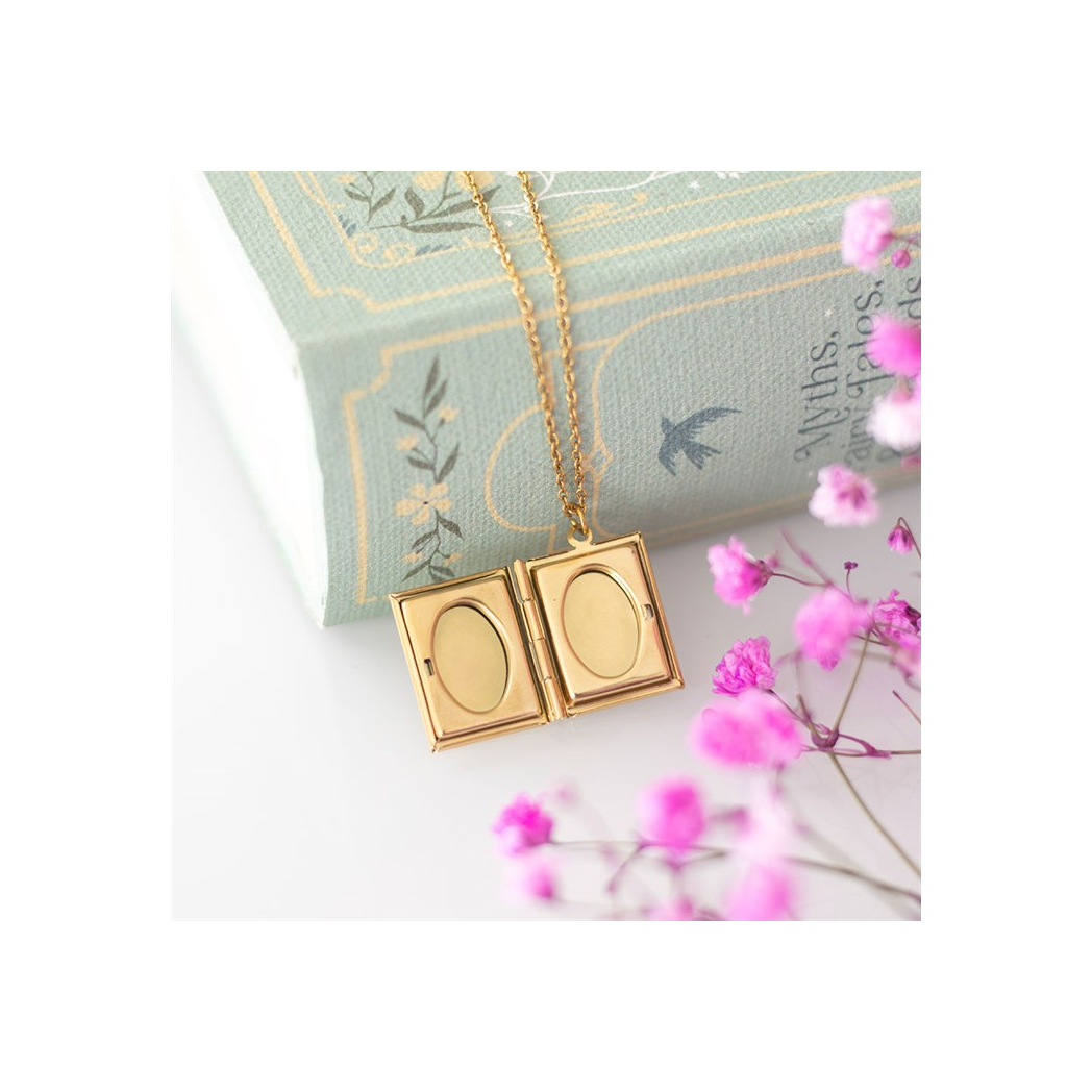 Book Shaped Locket Necklace in Gift Box