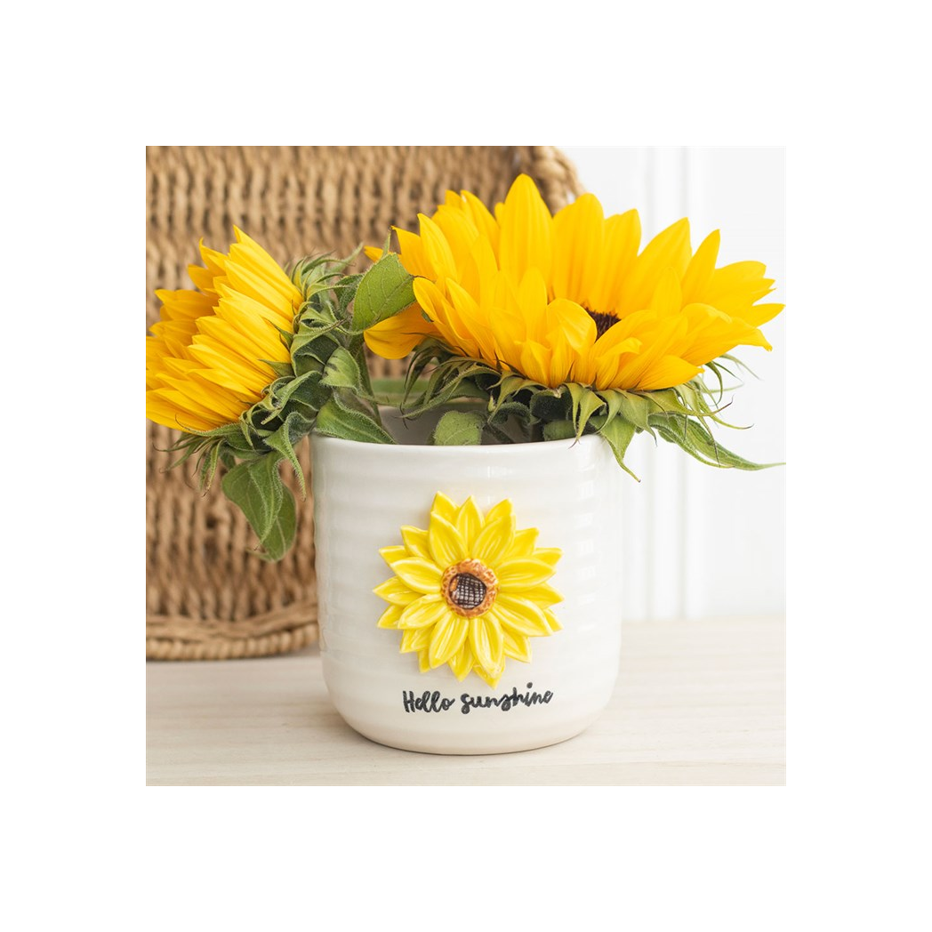 Hello Sunshine Plant Pot with 3D Sunflower