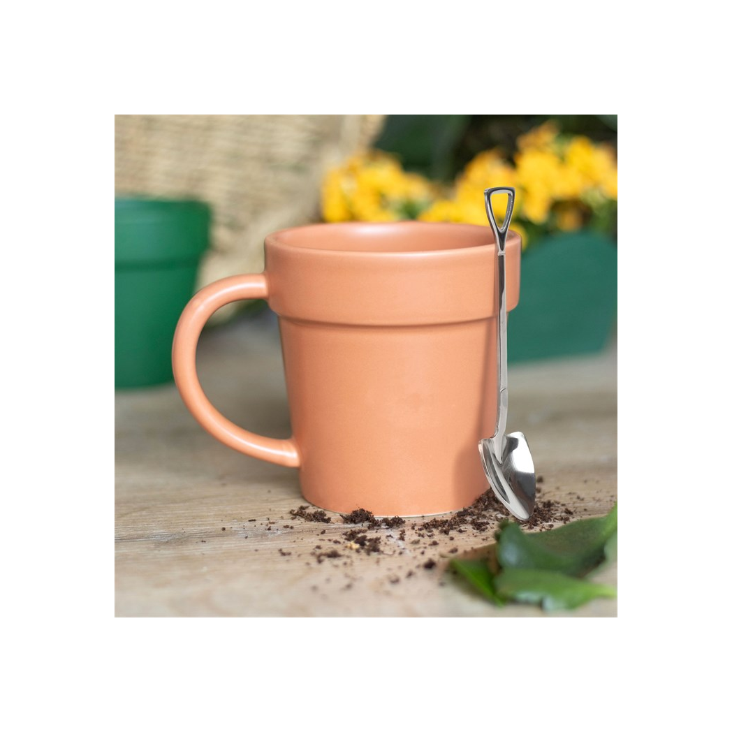 Plain Plant Pot Ceramic Mug and Shovel Spoon