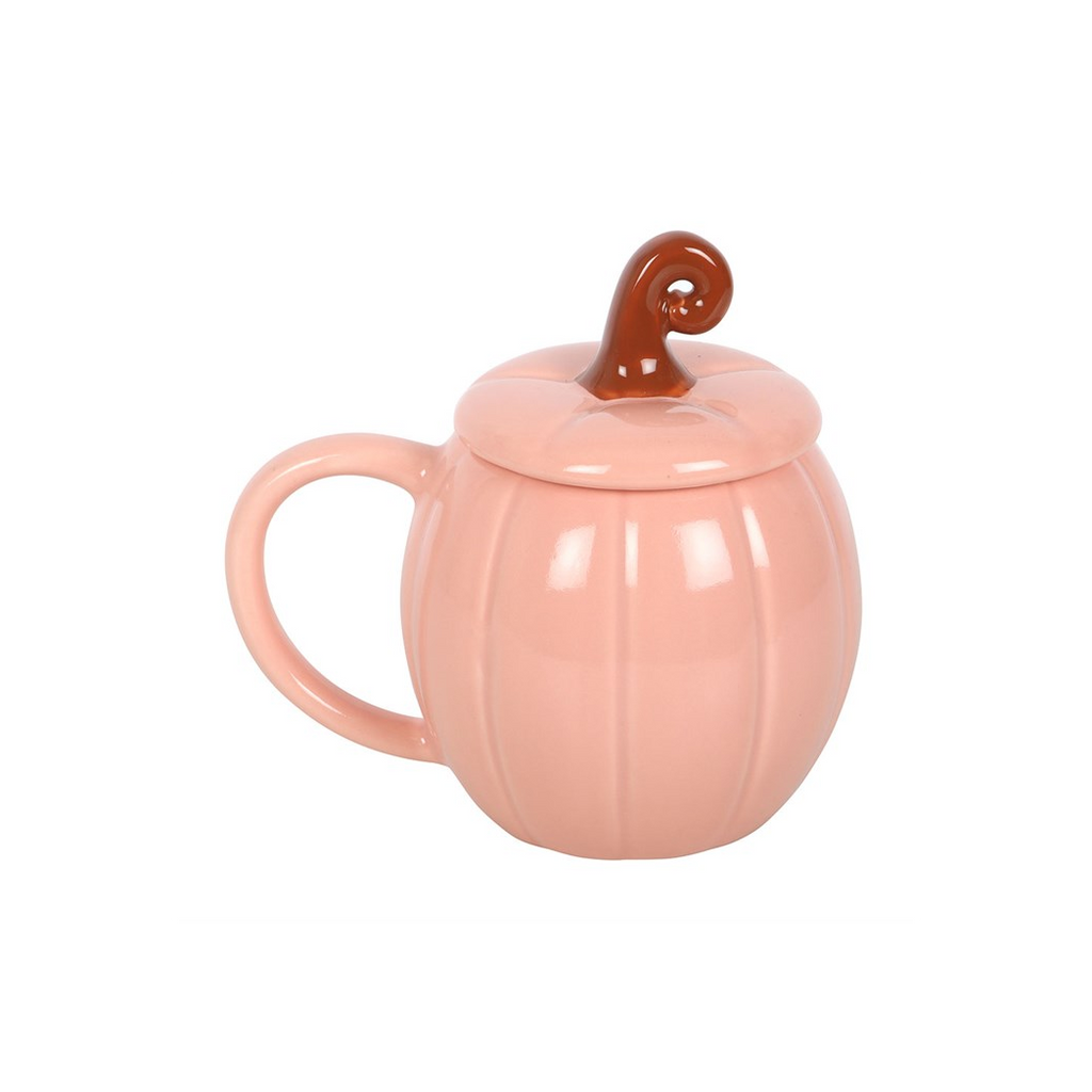 Pink Curly Pumpkin Lidded Mug