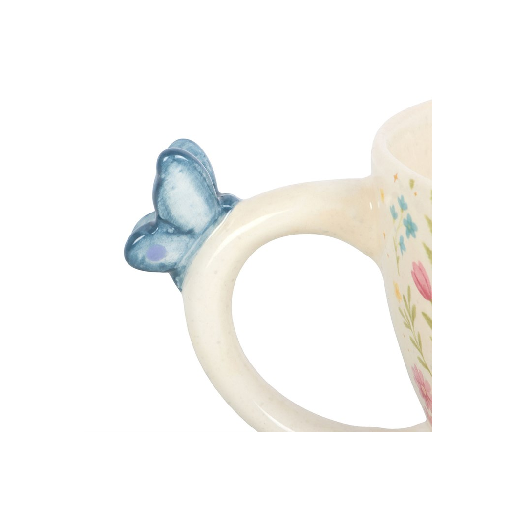 Luna Bloom Floral Print Mug with Butterfly
