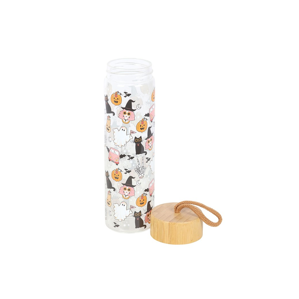 Groovy Ghost Print Glass Water Bottle