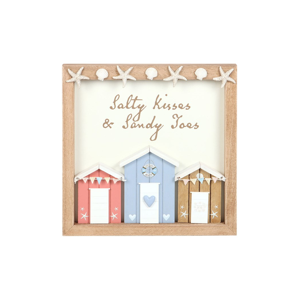 Salty Kisses 3D Shell Beach Hut Plaque