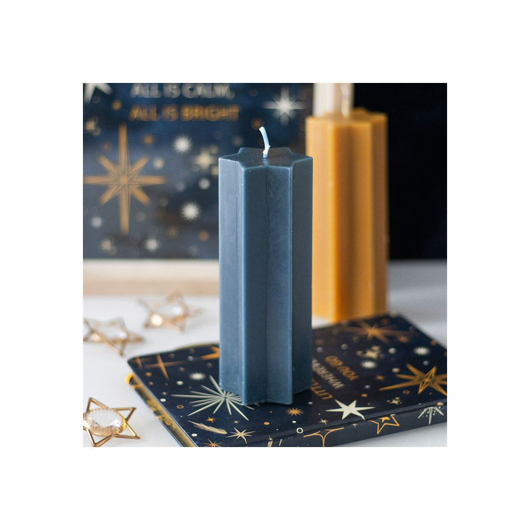 Navy Starry Night Star Shaped Taper Candle