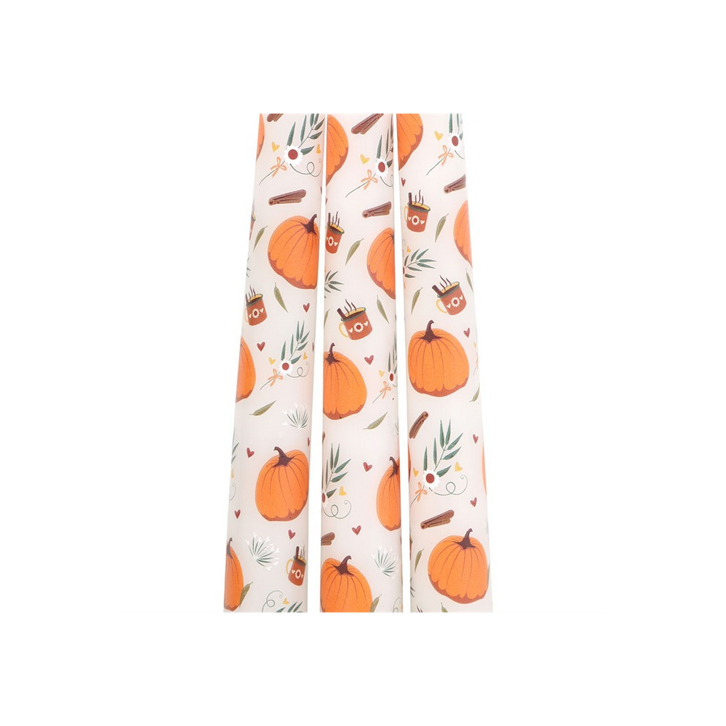 Set of 3 Pumpkin Taper Candles