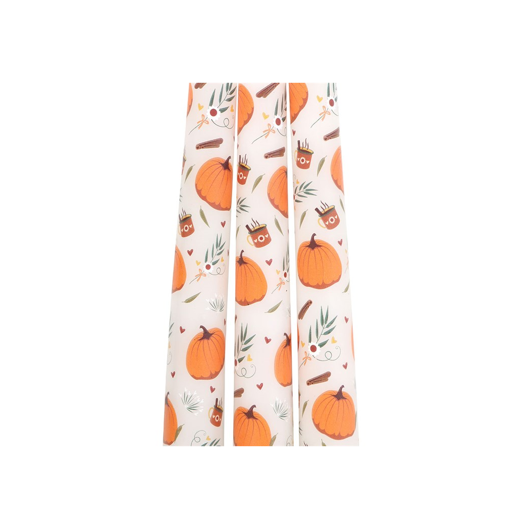 Set of 3 Pumpkin Taper Candles