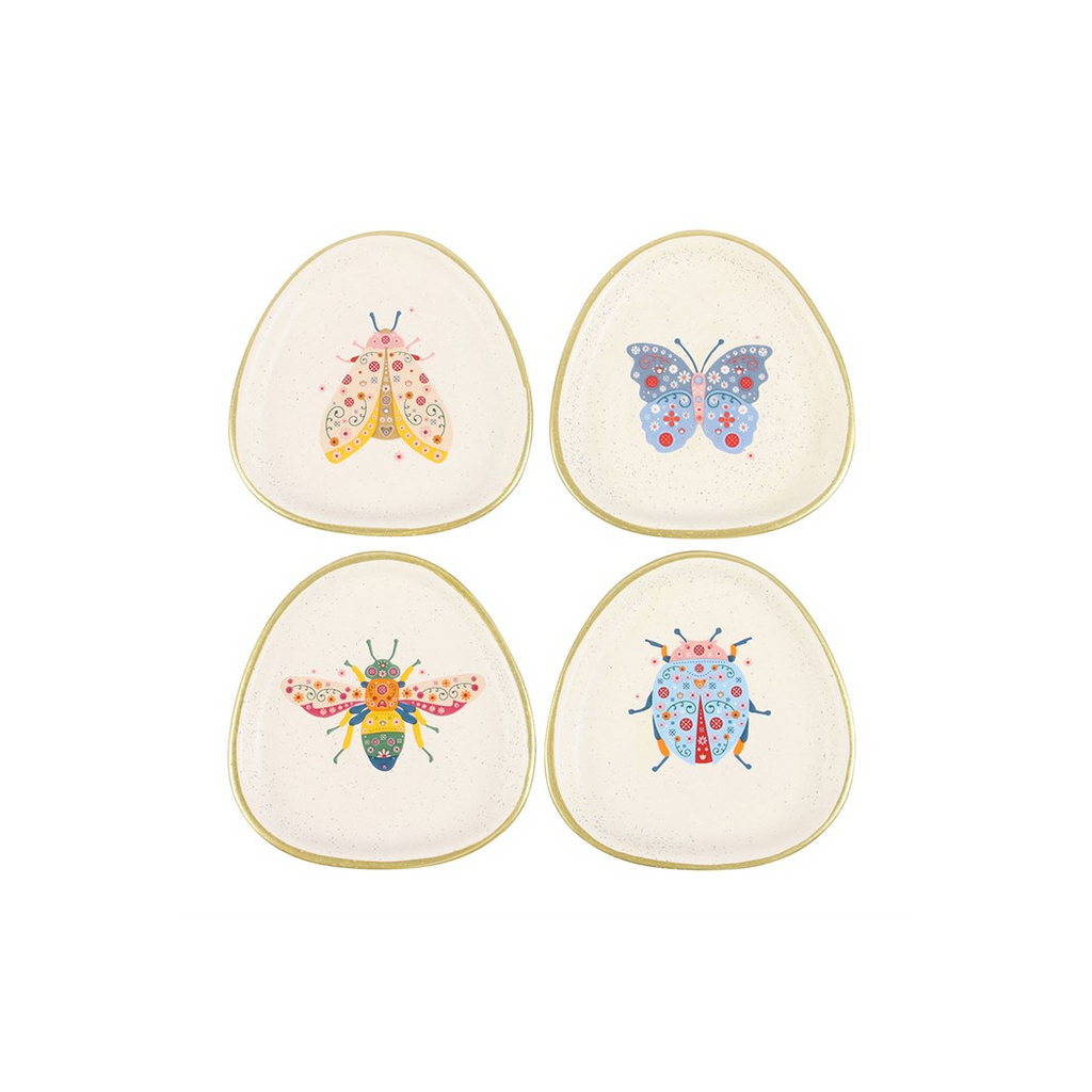 Set of 4 Floral Bug Trinket Dishes