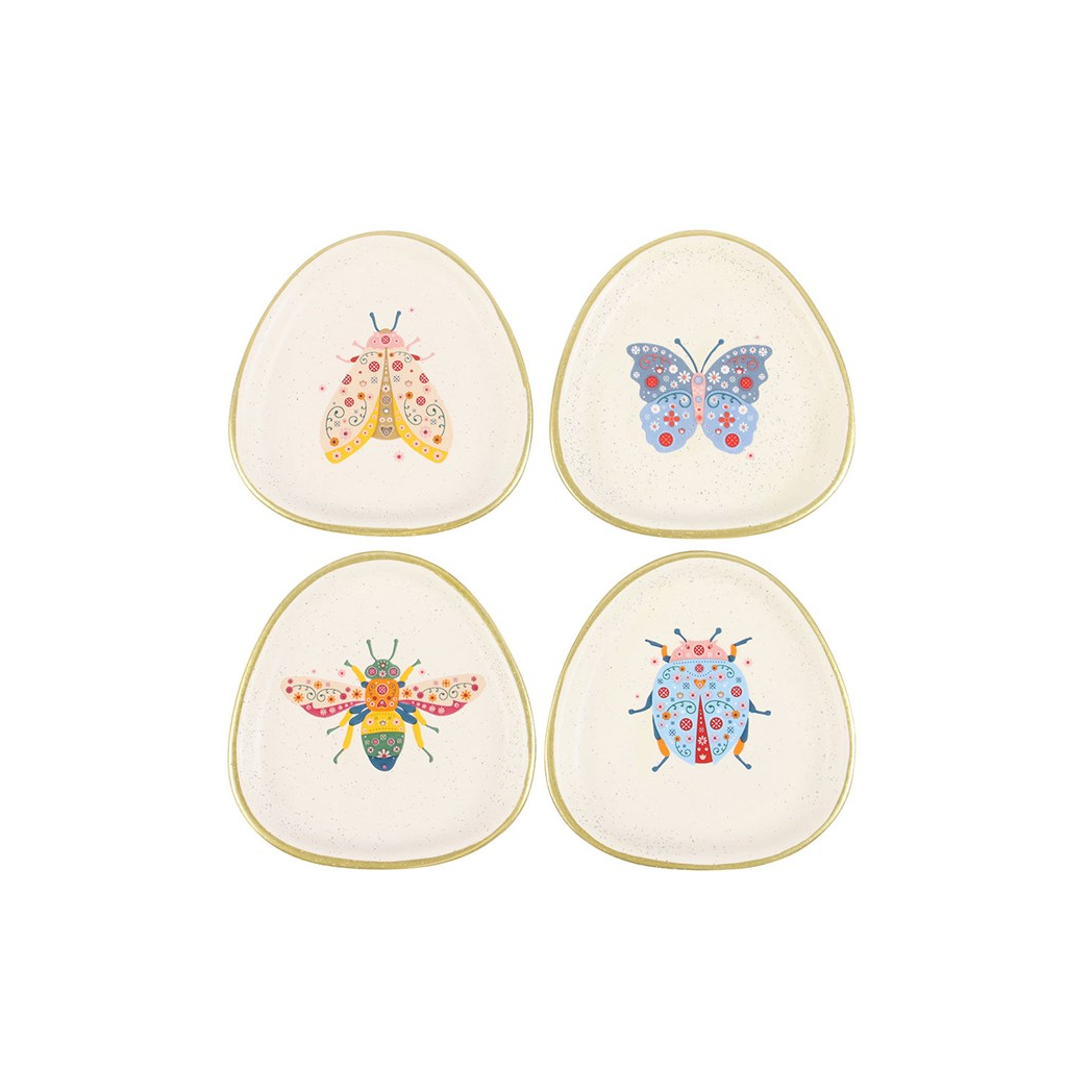 Set of 4 Floral Bug Trinket Dishes