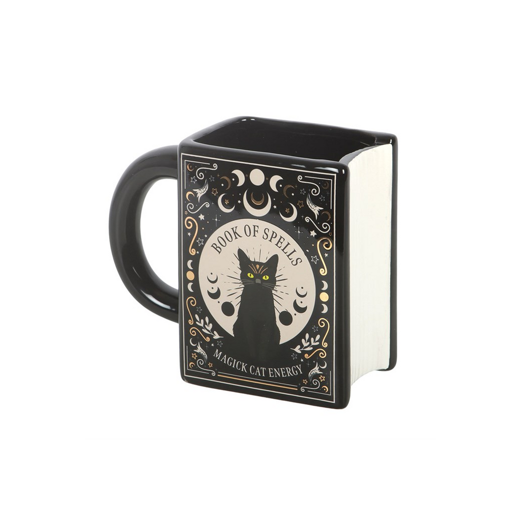 Black Cat Magick Book of Spells Book Shaped Mug