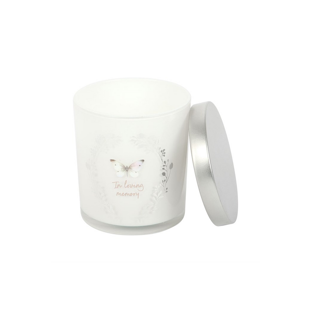 In Loving Memory White Butterfly Vanilla Candle