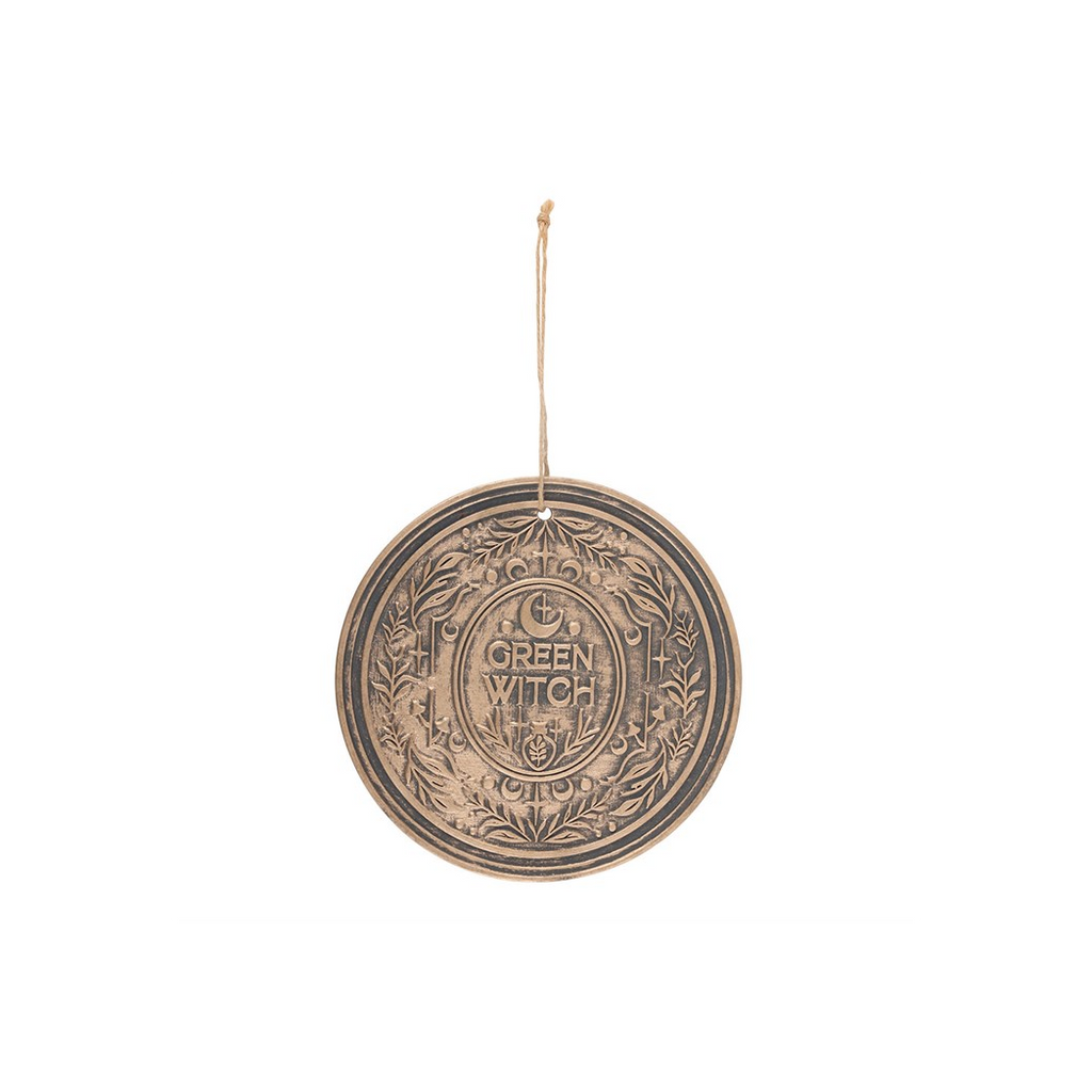 Green Witch Bronze Effect Terracotta Hanging Plaque