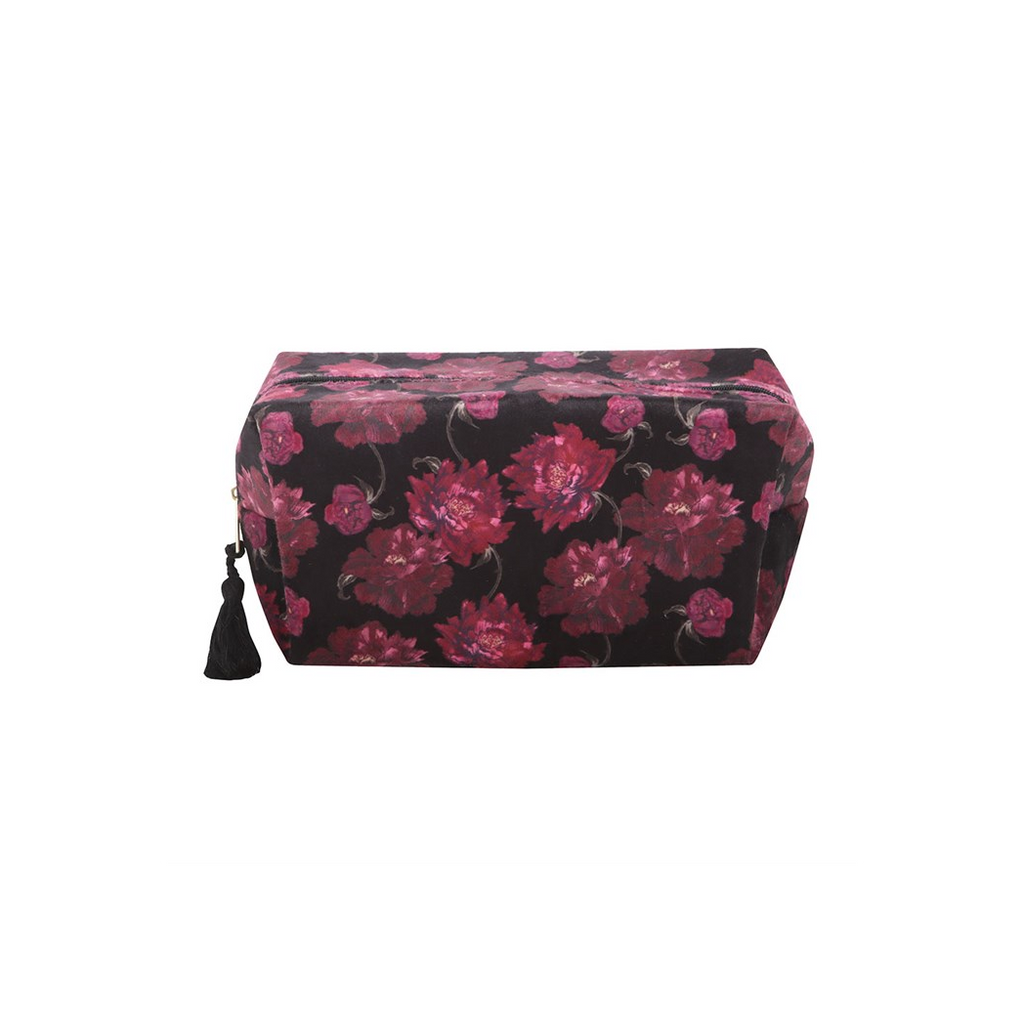 Dark Romance Floral Print Makeup Bag