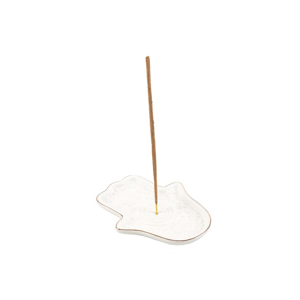 White Hand of Hamsa Incense Holder and Trinket Dish