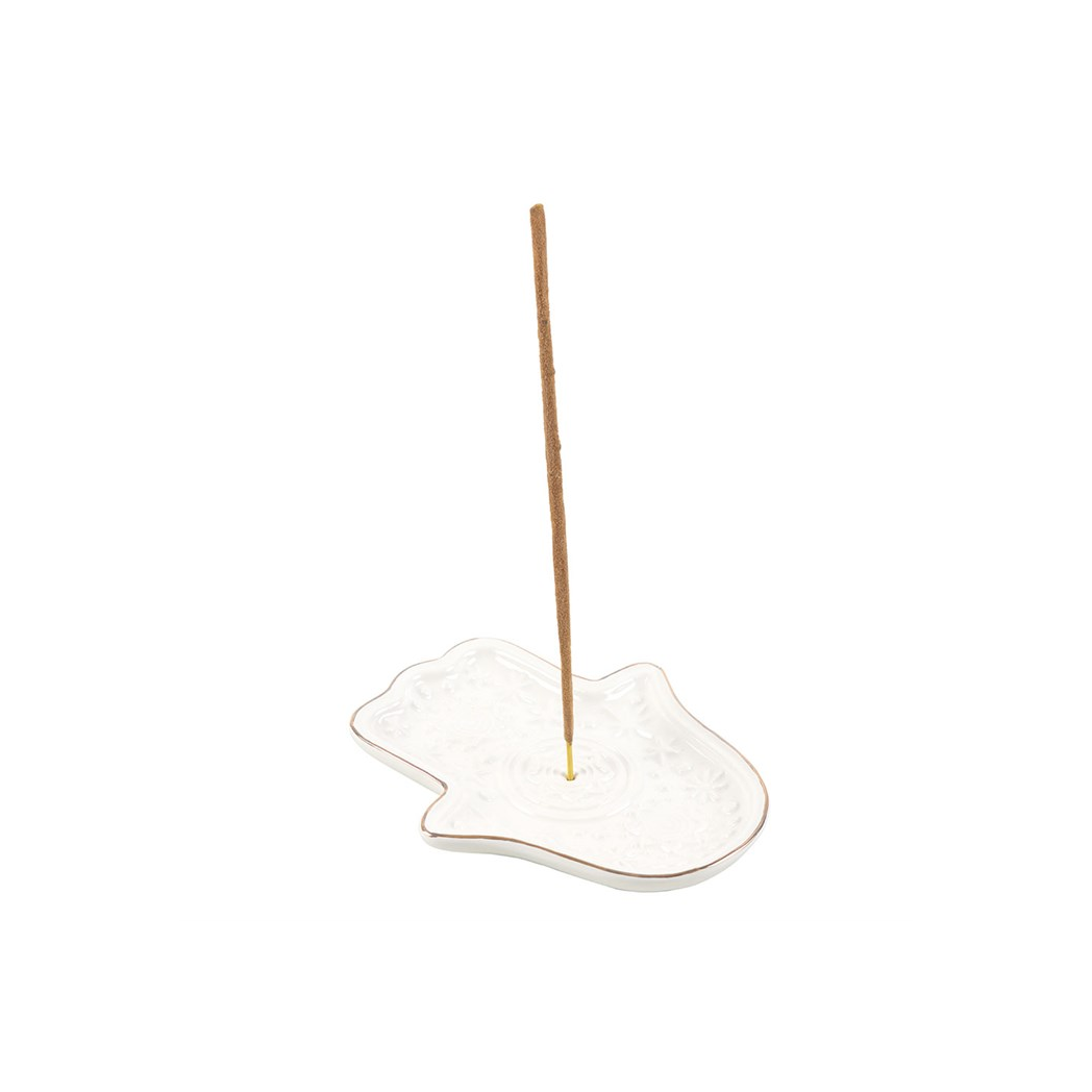 White Hand of Hamsa Incense Holder and Trinket Dish