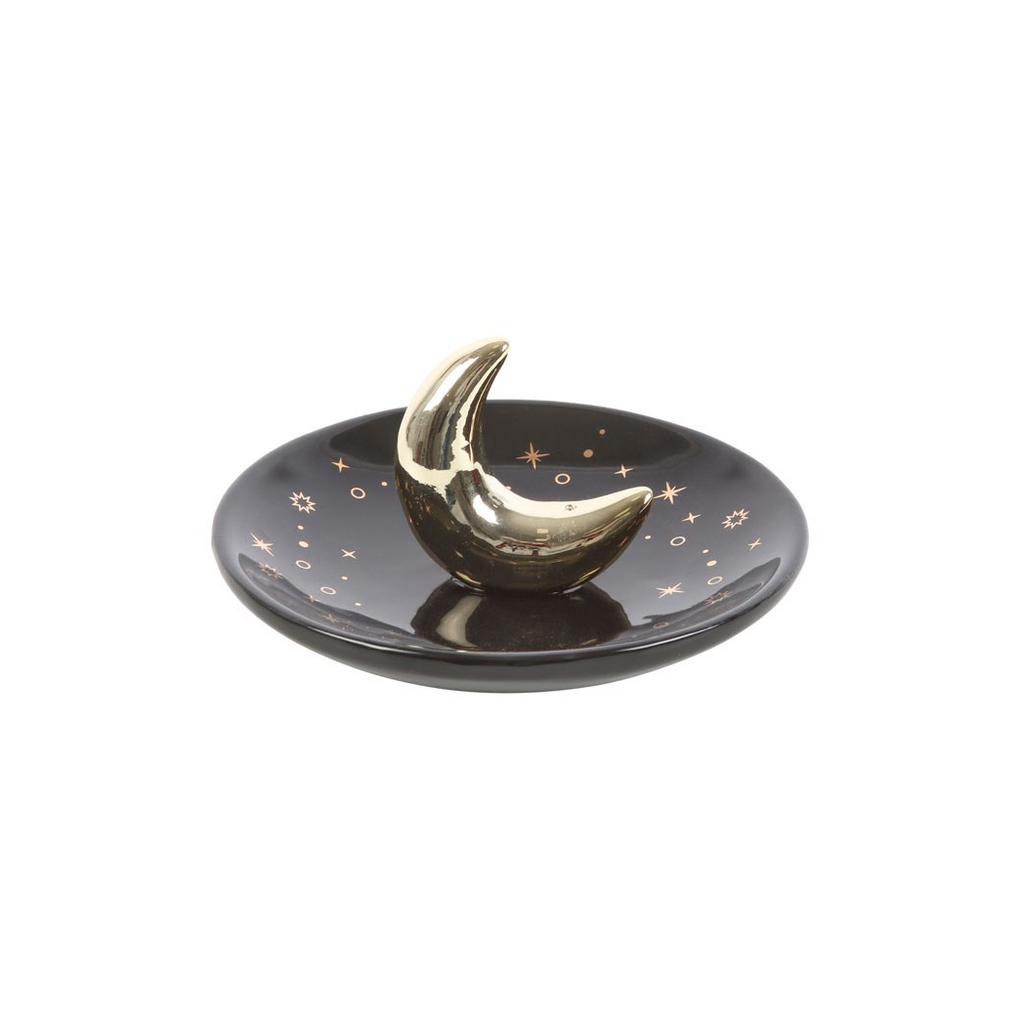 Gold Crescent Moon Incense Stick Holder
