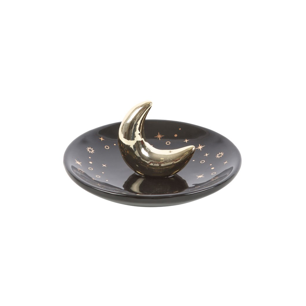 Gold Crescent Moon Incense Stick Holder