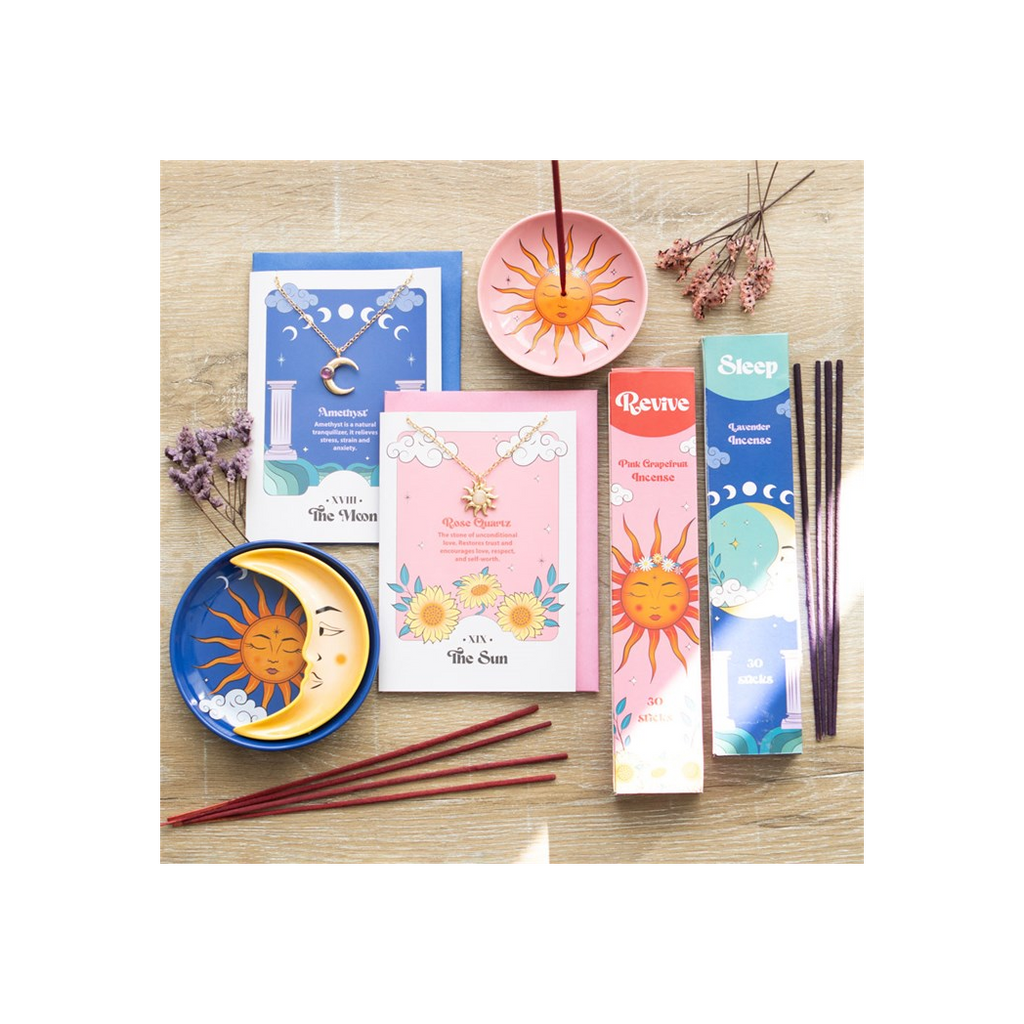 The Sun Celestial Rose Quartz Necklace Card