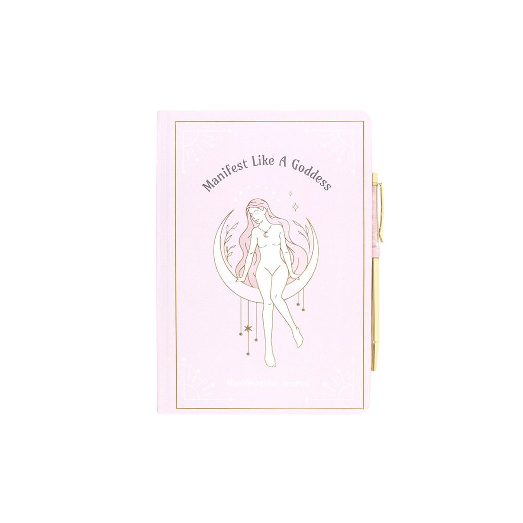 Goddess Energy A5 Manifestation Journal and Rose Quartz Crystal Pen