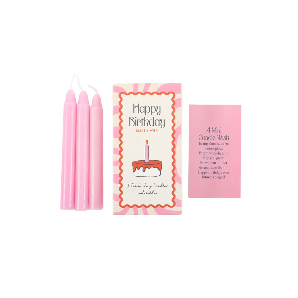 Set of 3 Happy Birthday Candles in a Box