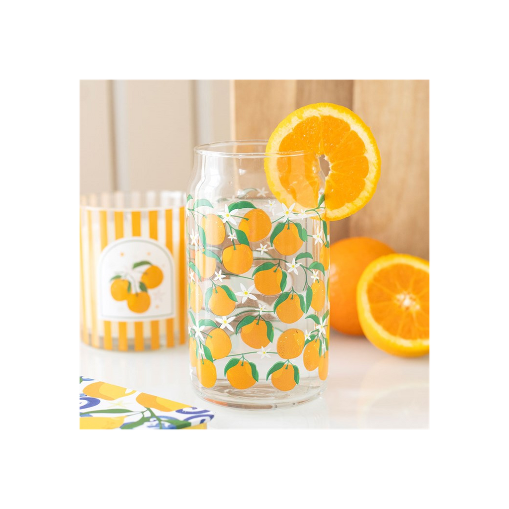 Orange Print Can Glass