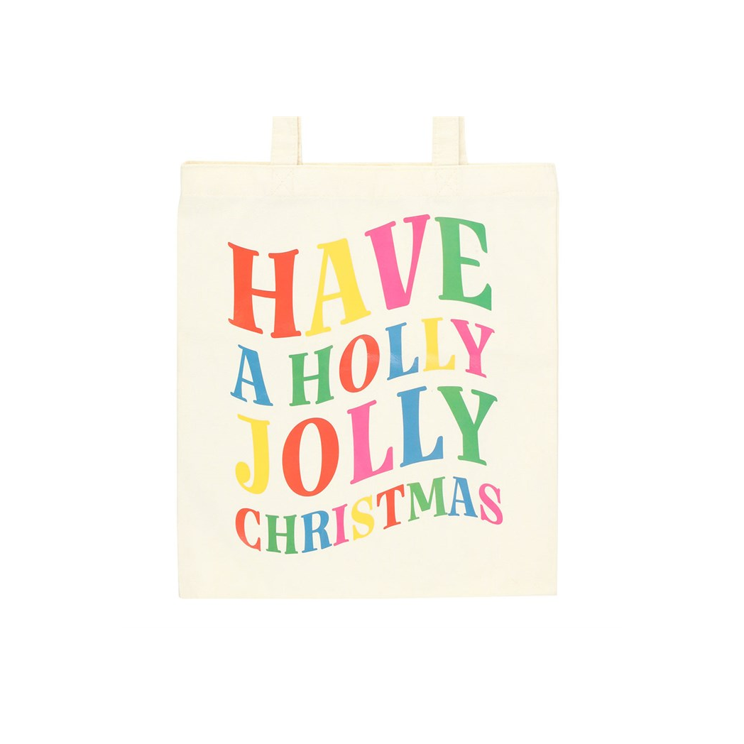 Holly Jolly Christmas Polyester Tote Bag