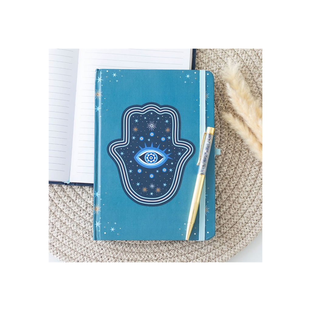 Hand of Hamsa A5 Notebook with Crystal Chip Pen