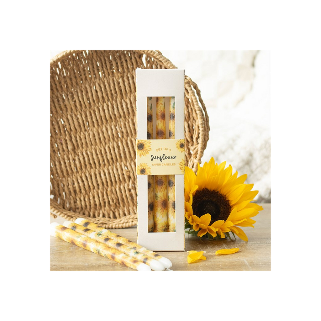 Set of 3 Sunflower Taper Candles