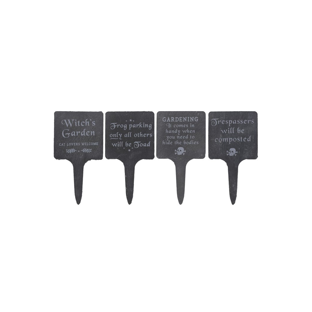 Set of 4 Slate Gothic Garden Signs