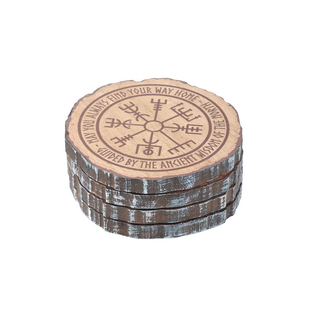 Set of 4 Norse Mythology Wood Slice Coasters