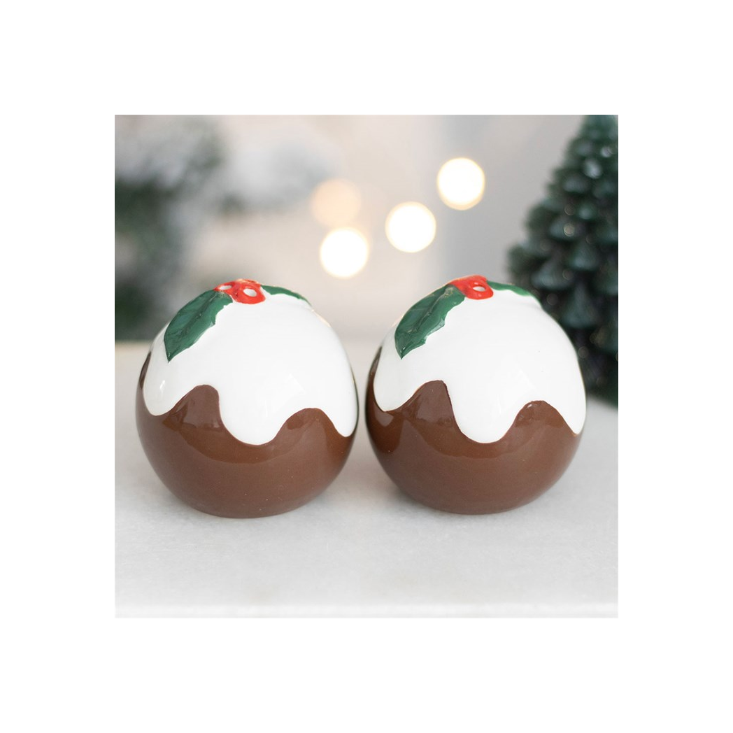 Christmas Pudding Salt and Pepper Shakers