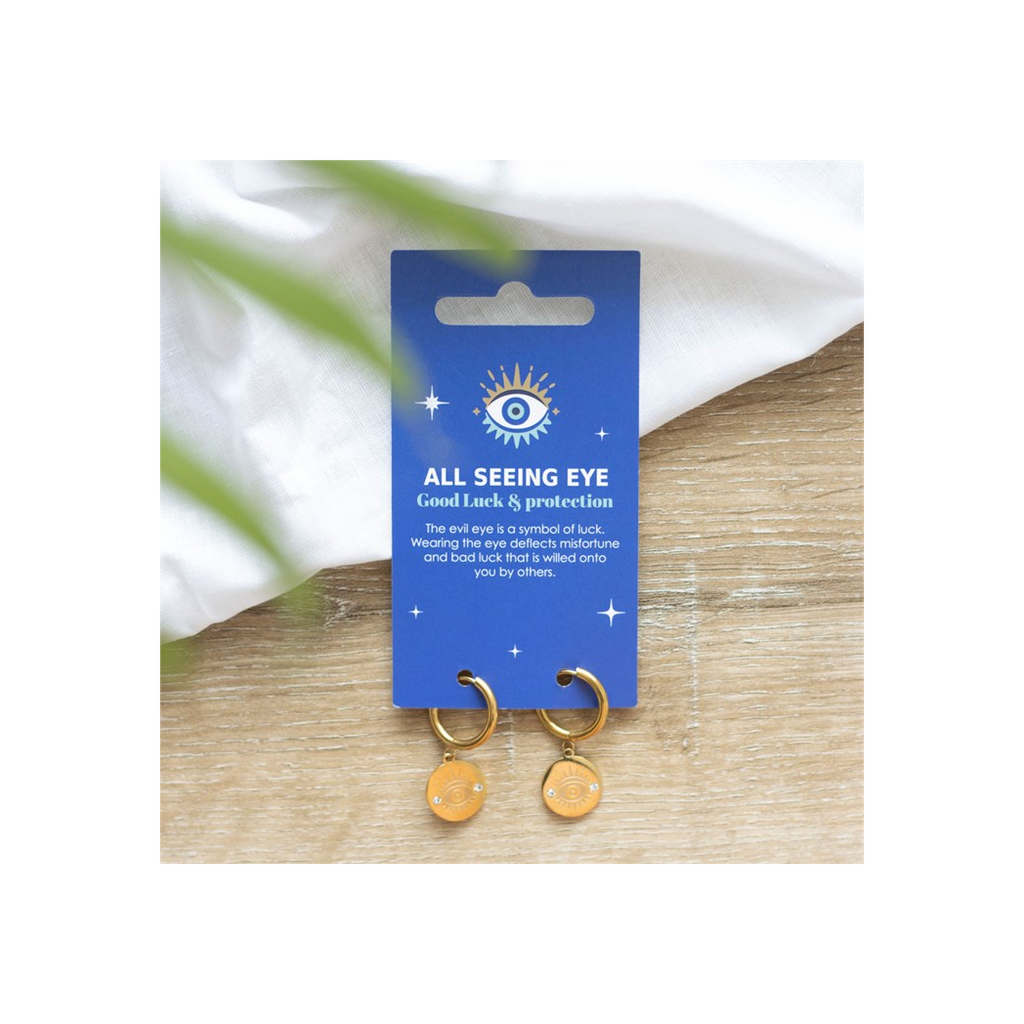 Gold Toned All Seeing Eye Earrings