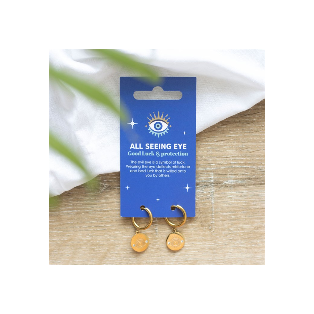 Gold Toned All Seeing Eye Earrings