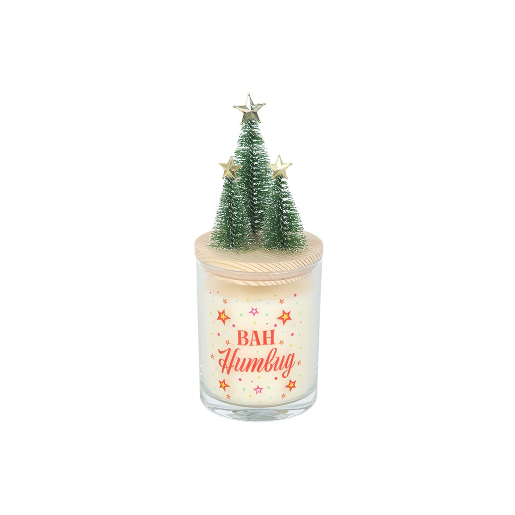 Bah Humbug Orange & Clove Glass Candle with Tree