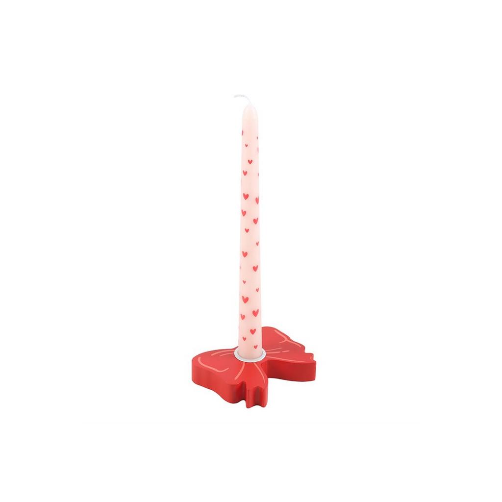 Red Bow Taper Candle Holder