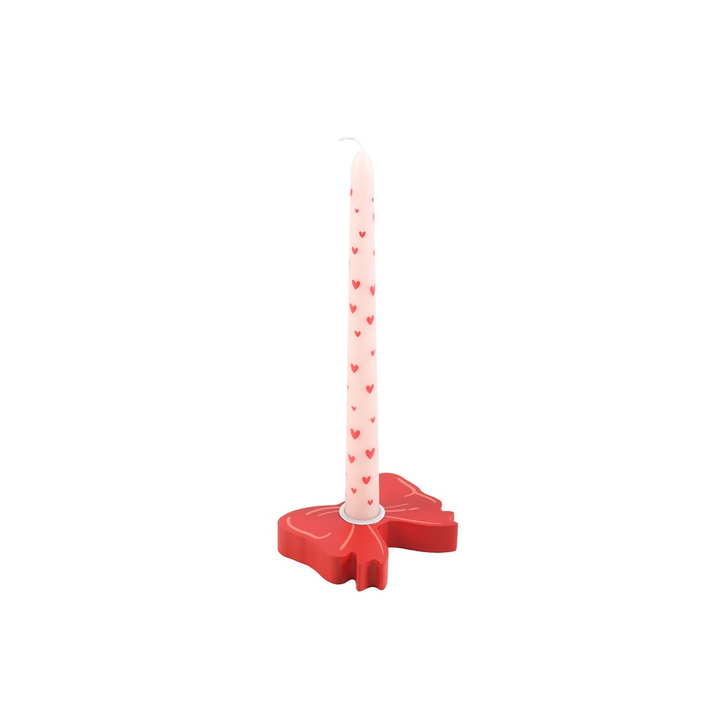 Red Bow Taper Candle Holder