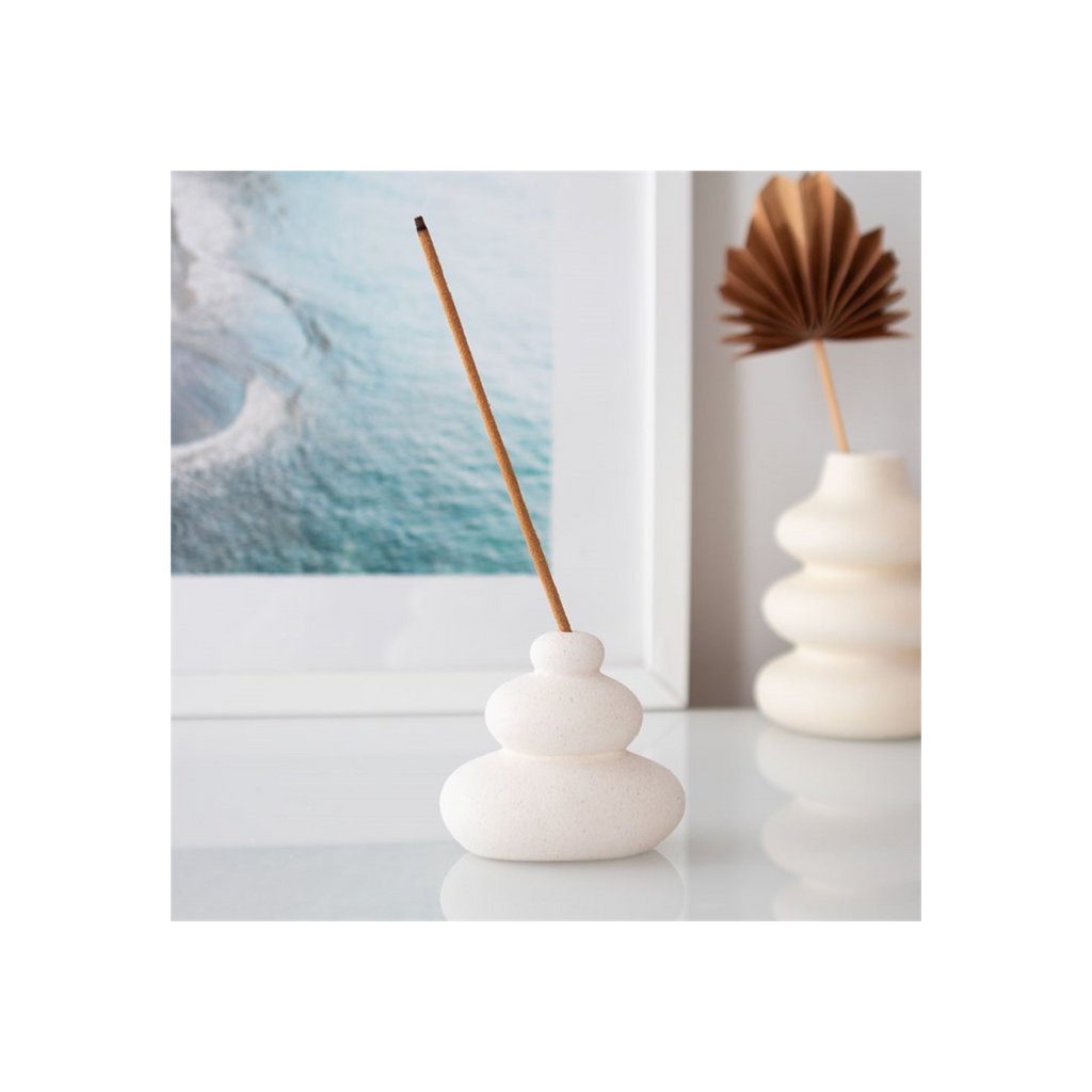 Cream Speckle Balancing Stones Incense Stick Holder