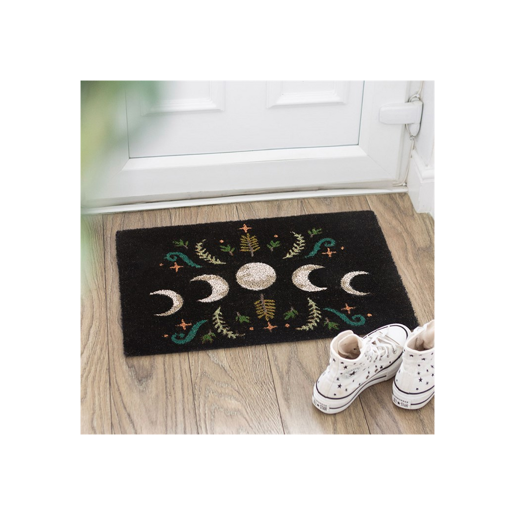Black Dark Forest Moon Phase Doormat