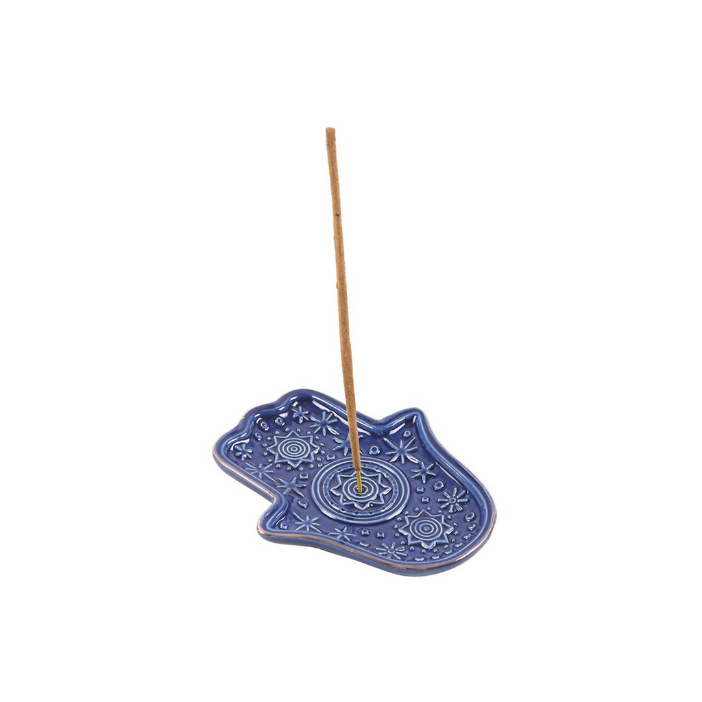 Dark Blue Hand of Hamsa Incense Holder and Trinket Dish