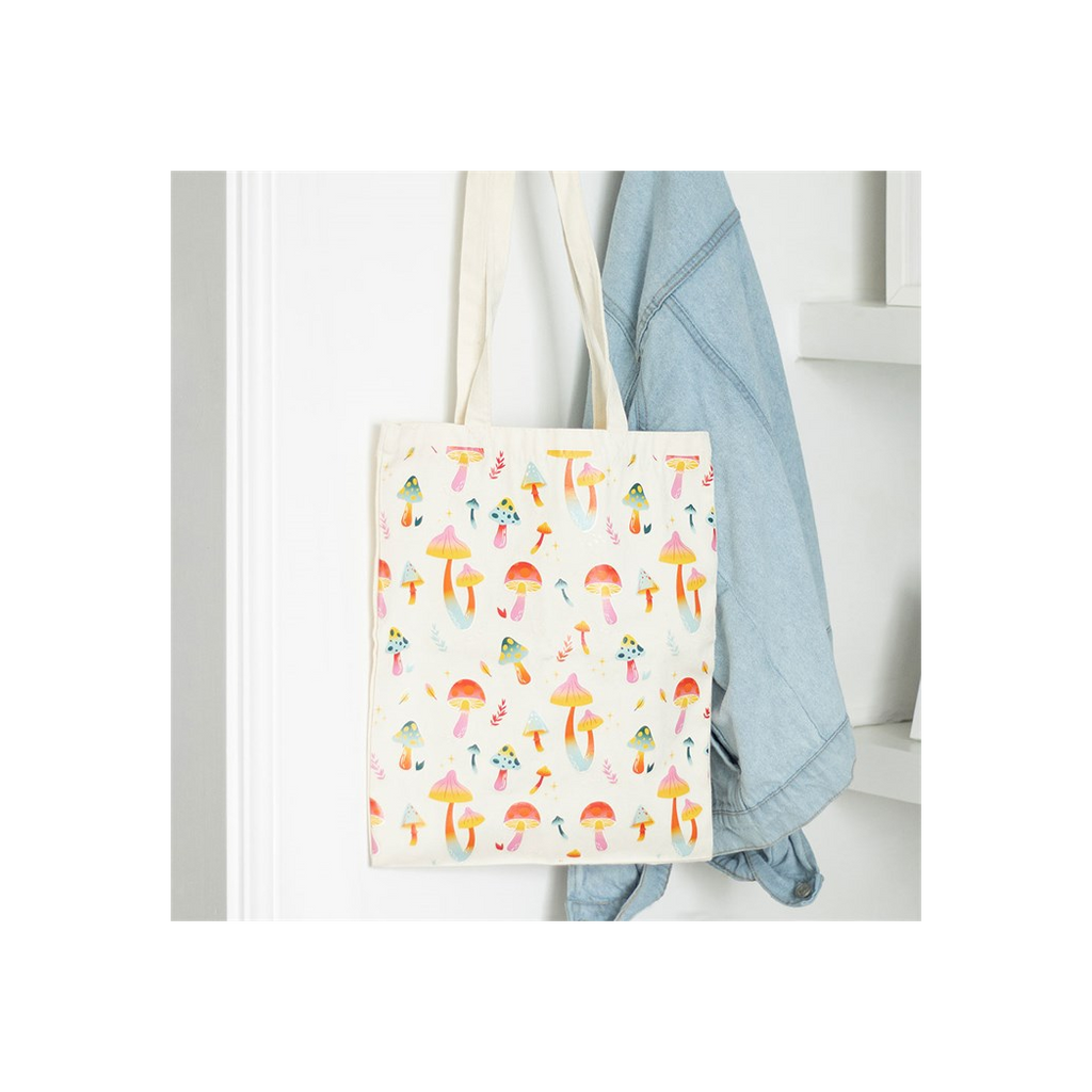 Funky Fungi Mushroom Print Polycotton Tote Bag