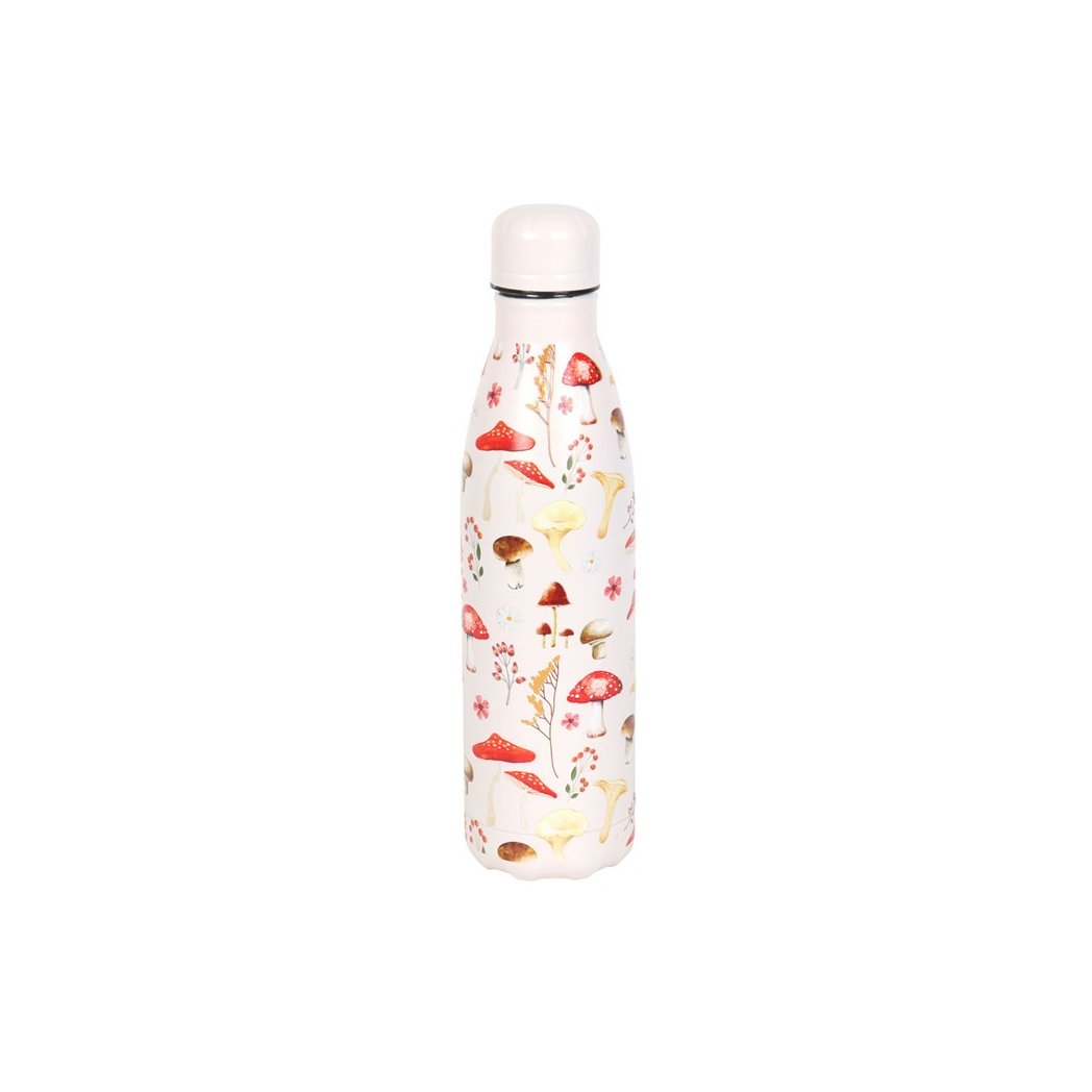 All Over Mushroom Print Metal Water Bottle
