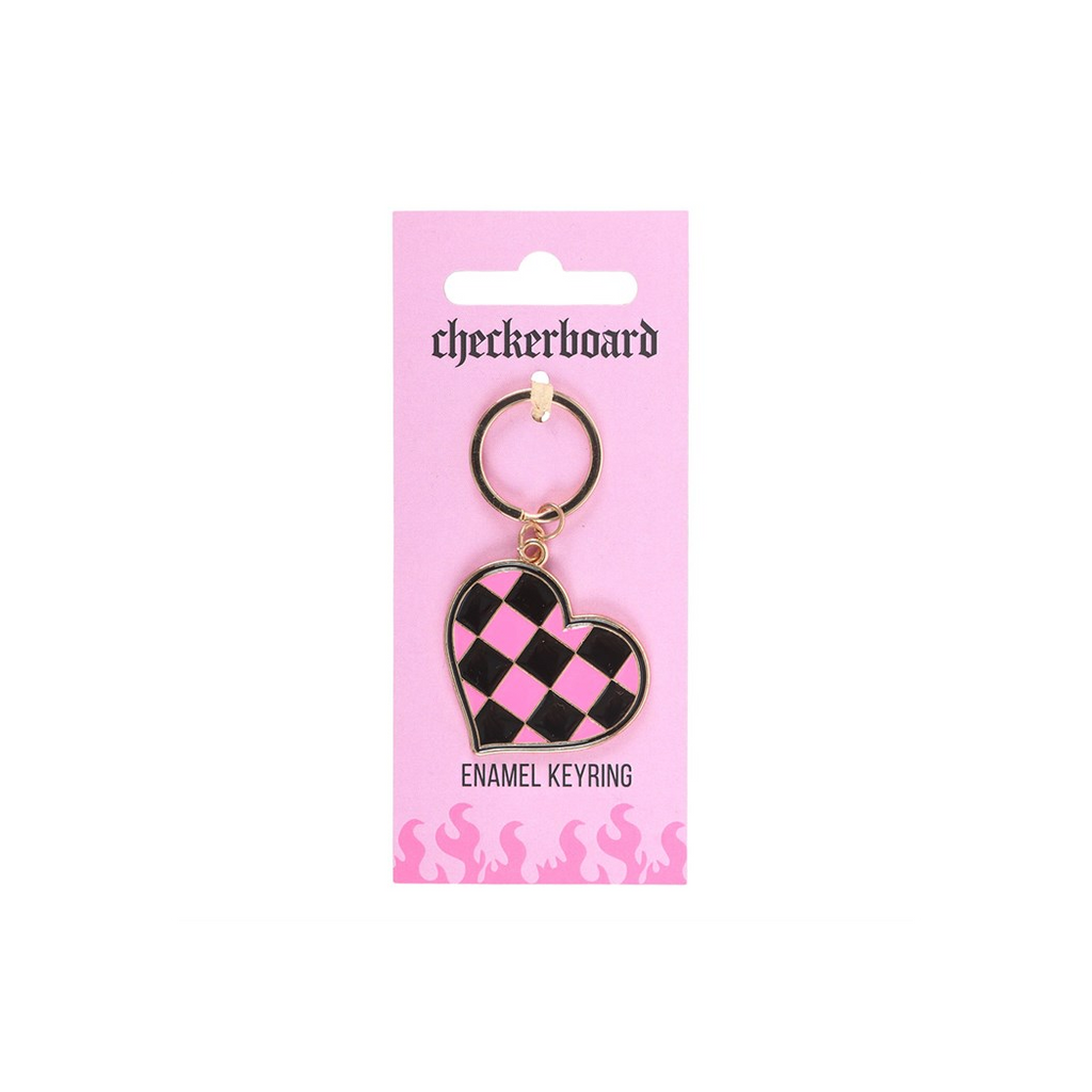 Checkerboard Heart Keyring