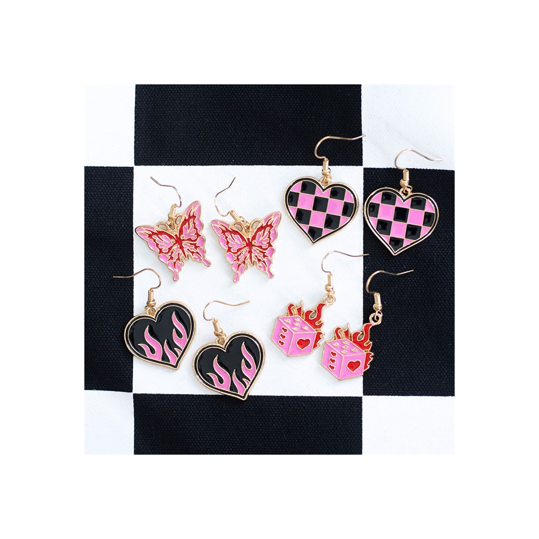 Checkerboard Heart Earrings