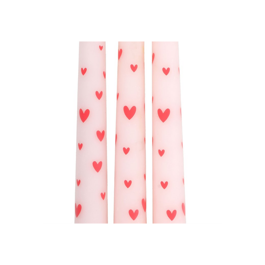 Set of 3 Love Heart Taper Candles