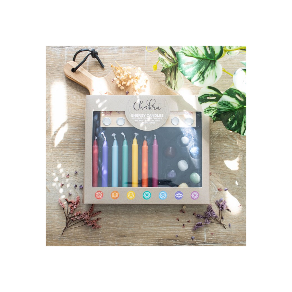Chakra Energy Candle and Crystal Gift Set